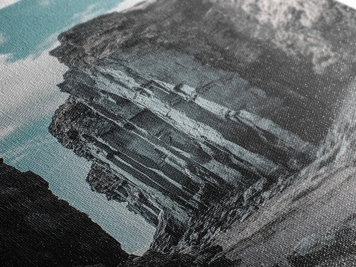 Canyon Rocks, Earth Tones, Cliff Path, Scenic Sky, Framed Canvas Print modern rustic art, desert wall decor, hallway landscape canvas