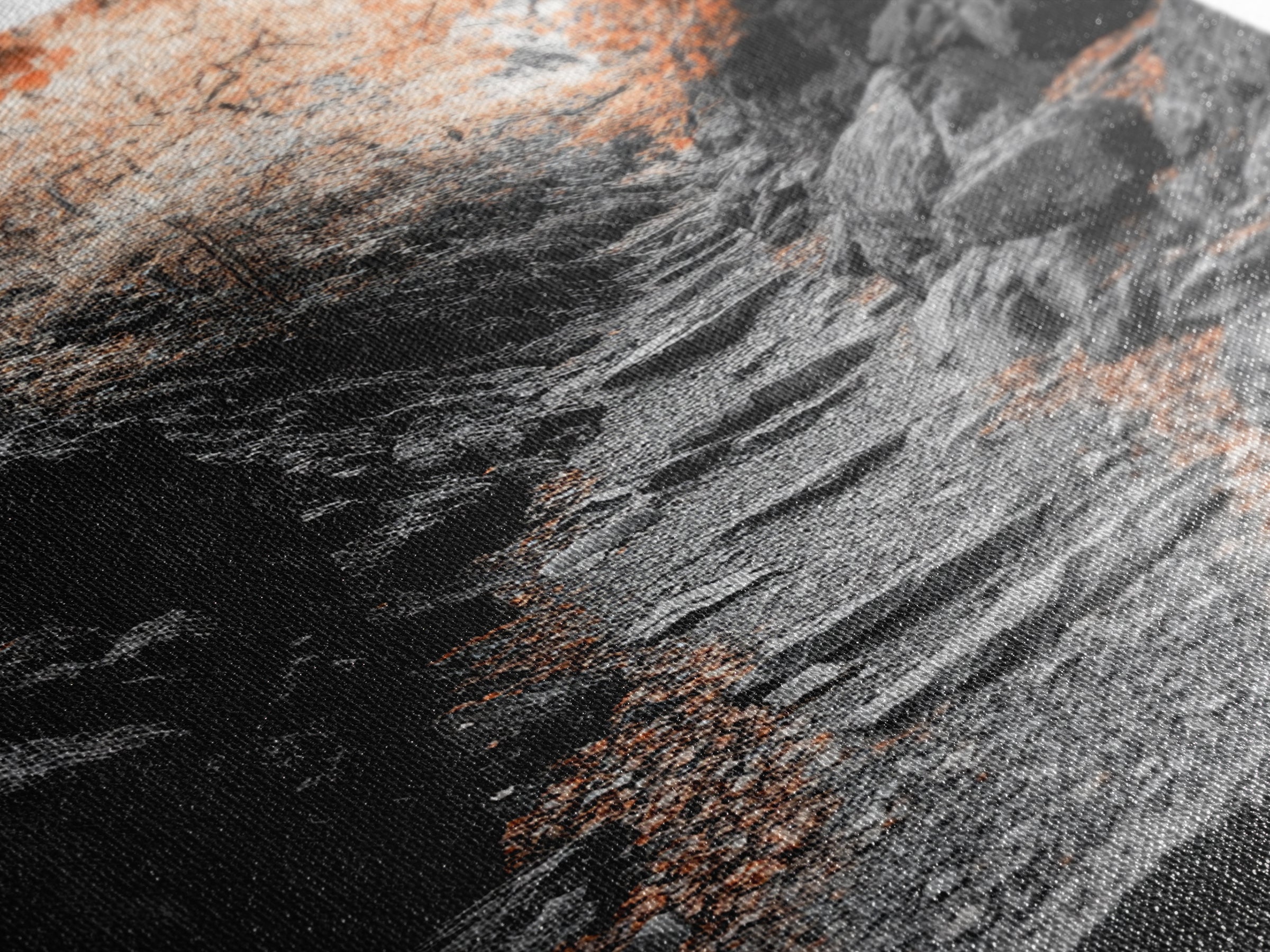 Rocky Trail, Autumn Leaves, Forest Path, Framed Canvas Print, Fall Nature Wall Art, Rustic Entryway Decor, Hiking Landscape Art