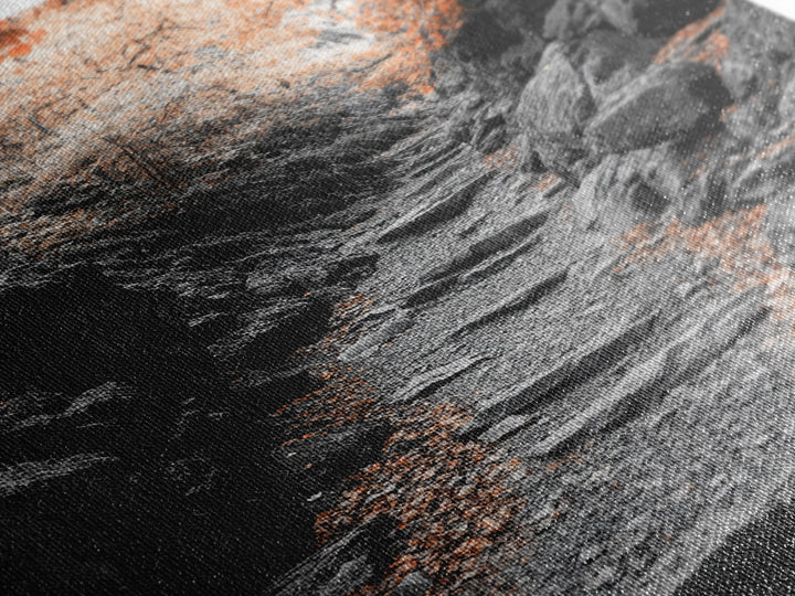 Rocky Trail, Autumn Leaves, Forest Path, Framed Canvas Print, Fall Nature Wall Art, Rustic Entryway Decor, Hiking Landscape Art