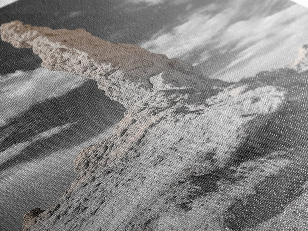 Rock Spire, Desert Monument, Sky Landscape, Framed Canvas Print, Modern Nature Wall Art, Earth Tones Decor, Minimalist Desert Art