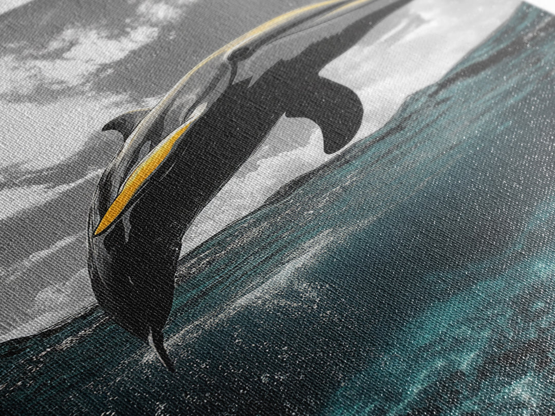 Dolphin Splash, Ocean Wildlife, Underwater Grace, Black White Sea Art, Canvas Print, Bathroom Wall Art, Coastal Decor, Marine Life Style
