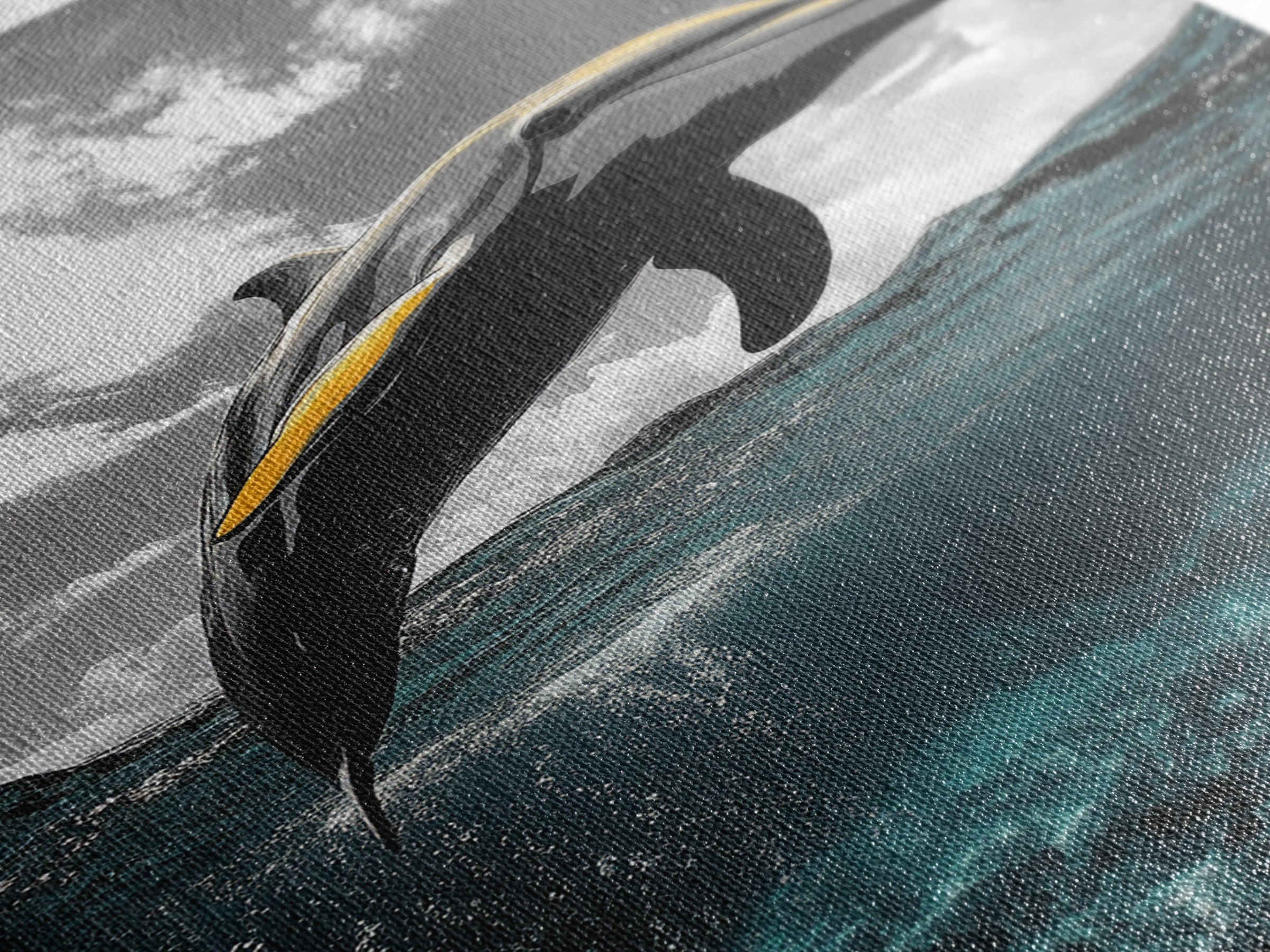 Dolphin Splash, Ocean Wildlife, Underwater Grace, Black White Sea Art, Canvas Print, Bathroom Wall Art, Coastal Decor, Marine Life Style