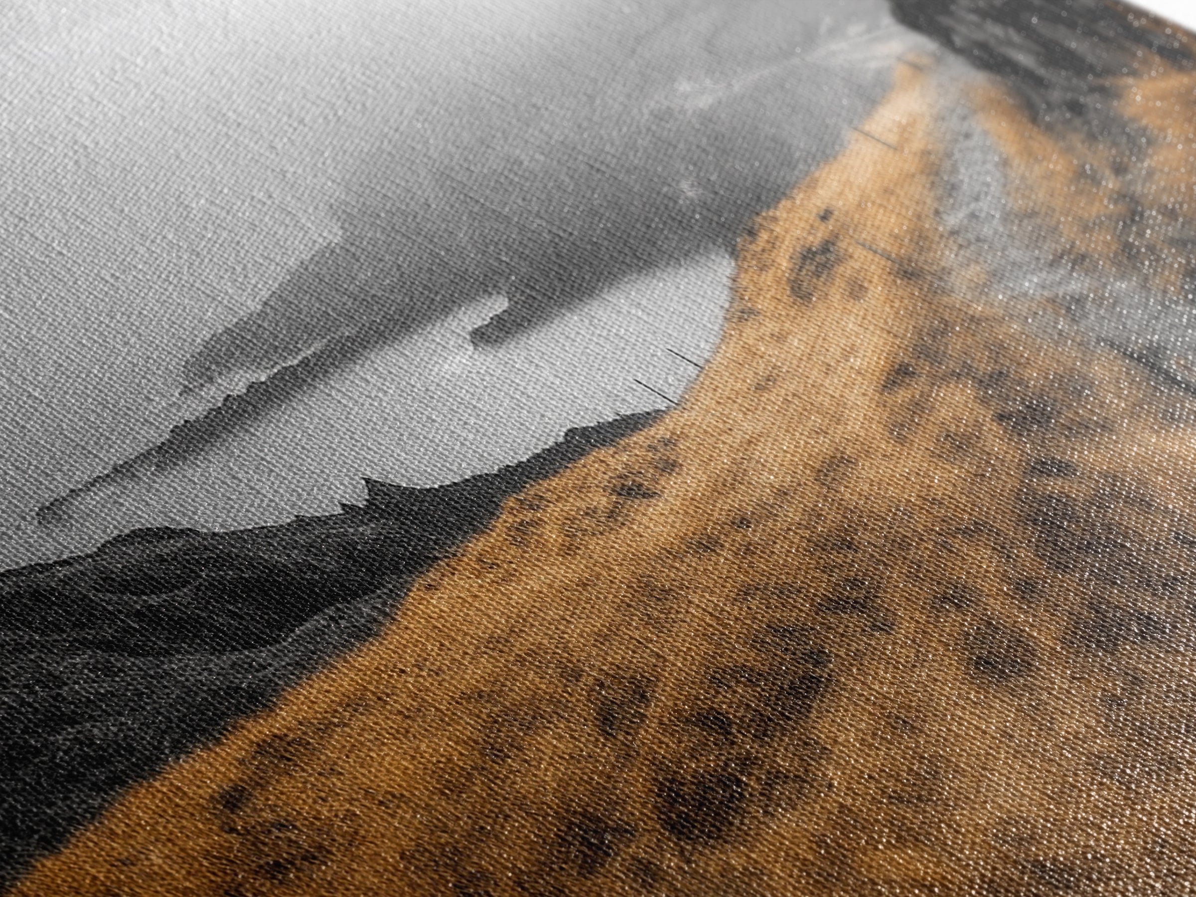 Coastal Cliff Path, Golden Grasses by Sea, Canvas Print, Autumn Hiking Scene, Misty Nature Wall Art, Hallway Landscape Photography