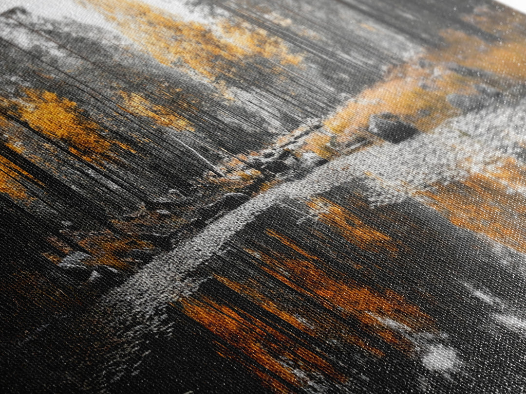 Autumn Forest, Golden Trees, Tranquil Reflection, Nature Pond, Framed Canvas Print, Fall Wall Art, Living Room Decor, Cozy Vibes