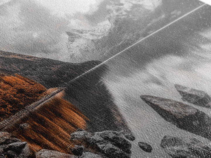 Autumn Lake Reflection, Serene Mountains, Warm Tones, Framed Canvas Print, Fall Home Decor, Rustic Landscape, Cabin Wall Art