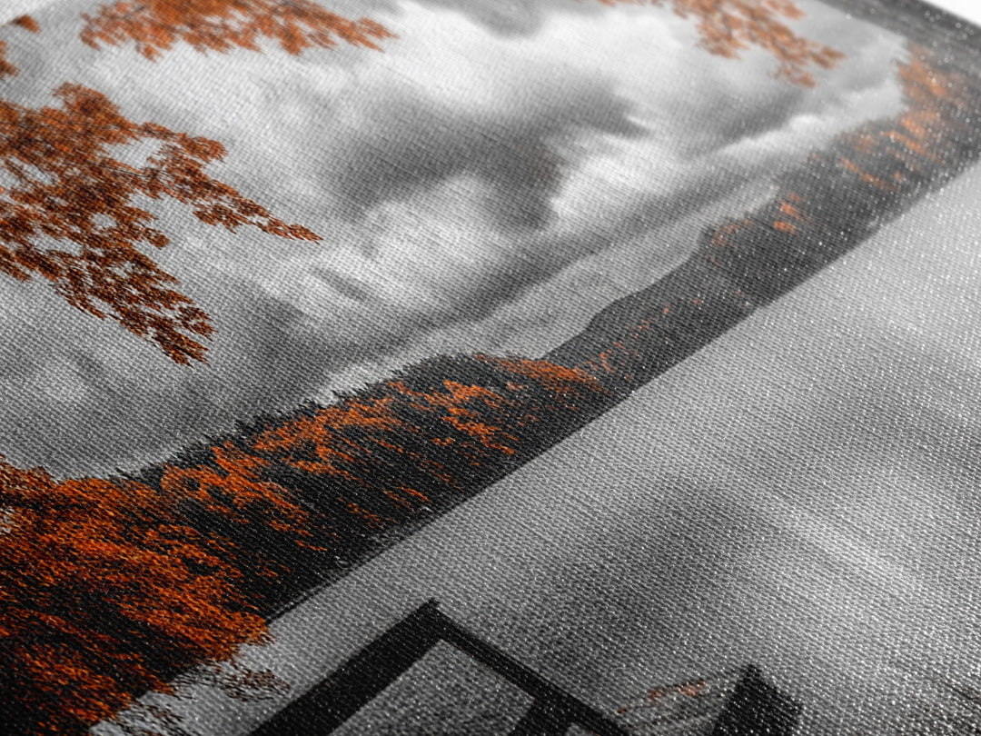 Autumn Trees, Lakeside Peace, Fall Foliage, Tranquil View, Framed Canvas Print, Fall Wall Art, Cabin Decor, Cozy Living Room Art