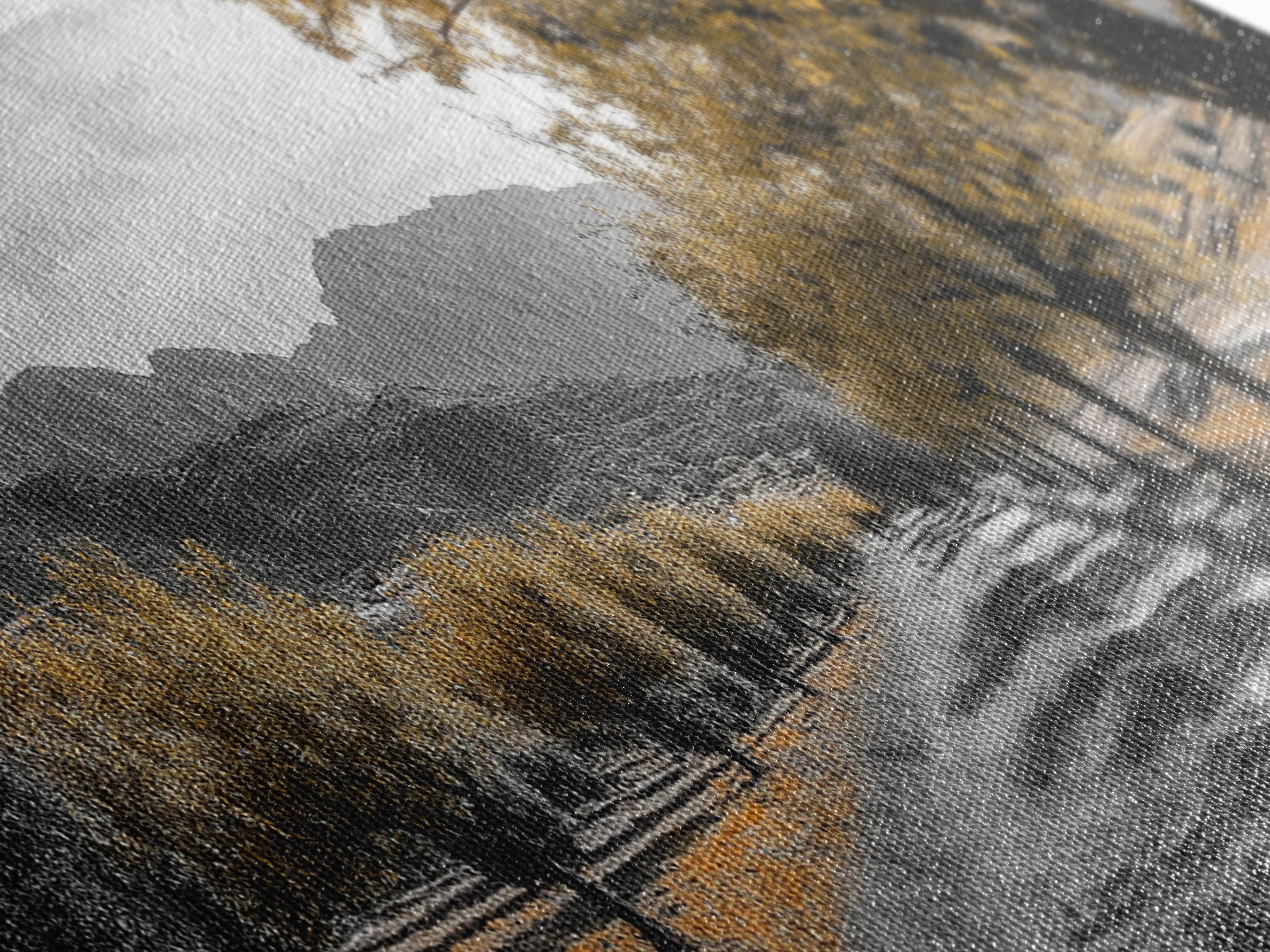 Autumn Orchard, Tree Tunnel, Mountain Path, Golden Fields, Framed Canvas Print, Fall Landscape Art, Rustic Farmhouse Decor, Dining Room Wall Art