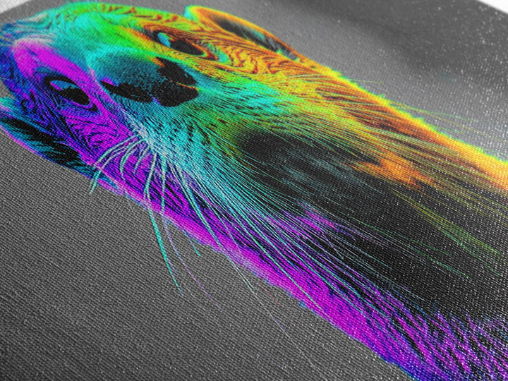 Neon Otter, Rainbow Wildlife, Pop Art Animal, Colorful Creature, Framed Canvas Print, Modern Animal Art, Teen Room Decor, Eclectic Wall Art