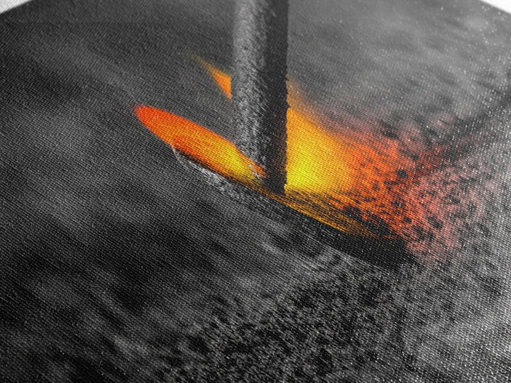 Branding Iron Fire, Industrial Glow Art, Rustic Ranch Scene, Cowboy Western Print, Canvas Print, Man Cave Wall Art, Farmhouse Decor