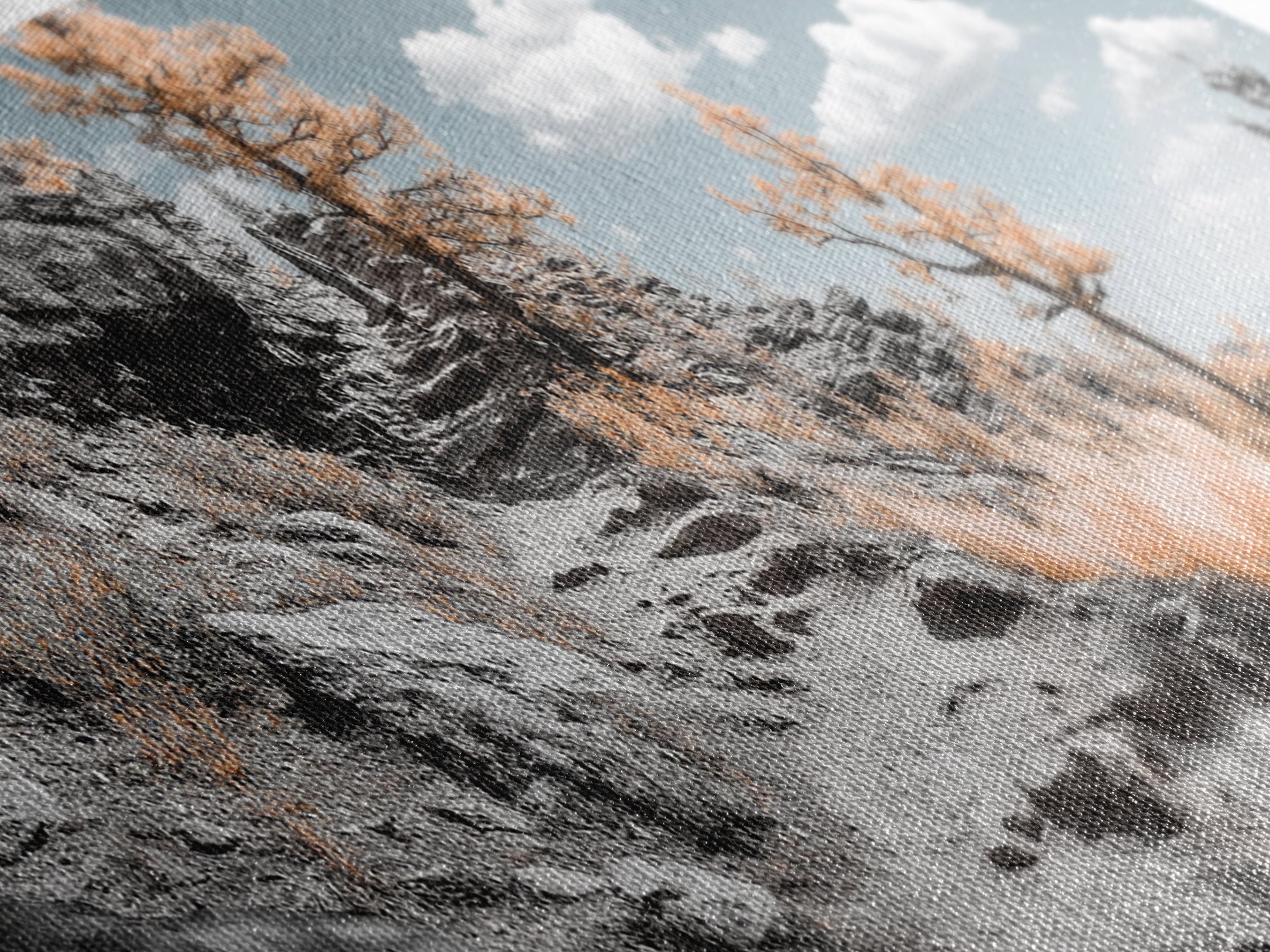 Canyon Hike, Autumn Pathway, Orange Foliage, Rocky Trail, Framed Canvas Print, Nature Adventure Wall Art, Boho Fall Home Decor