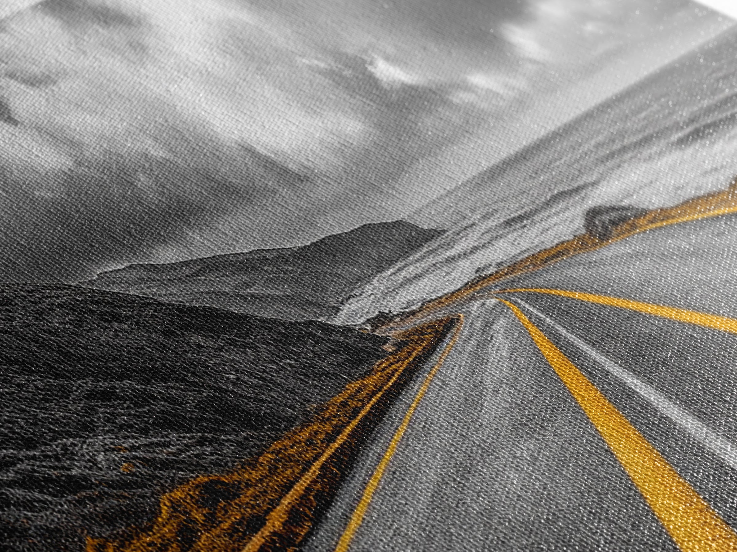 Coastal Highway Drive, Scenic Ocean Road, Stormy Sky Vibes, Framed Canvas Print, Modern Wall Art, Office Decor, Monochrome Landscape