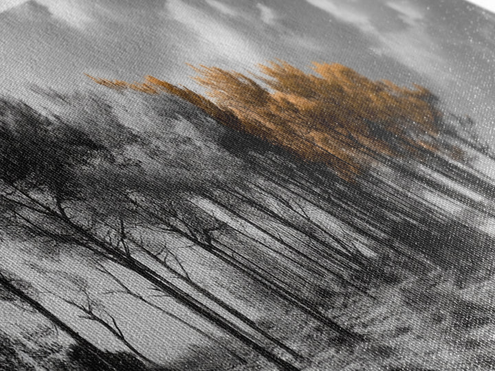 Autumn Forest Trees, Windswept Pine Grove, Beachside View, Framed Canvas Print, Fall Wall Art, Entryway Decor, Minimalist Style