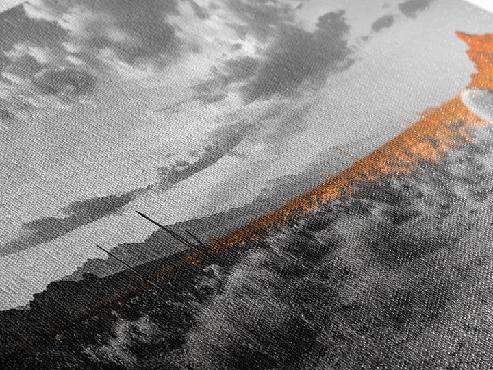 Arizona Desert Cactus, Orange Sunset Landscape, Saguaro Art, Framed Canvas Print, Western Wall Decor, Rustic Living Room Accent