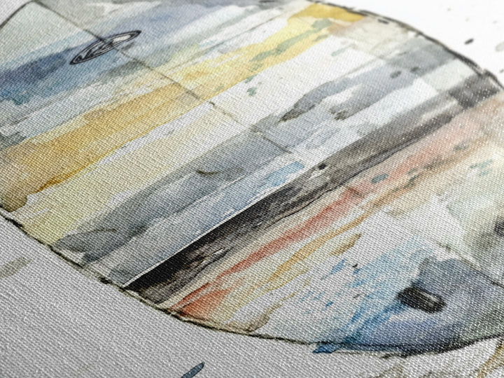 Weathered Surfboard Ocean Stripes Canvas Print, Coastal Wall Art, Beach House Decor, Nautical Wall Decor, Surf Art, Ocean Wall Art