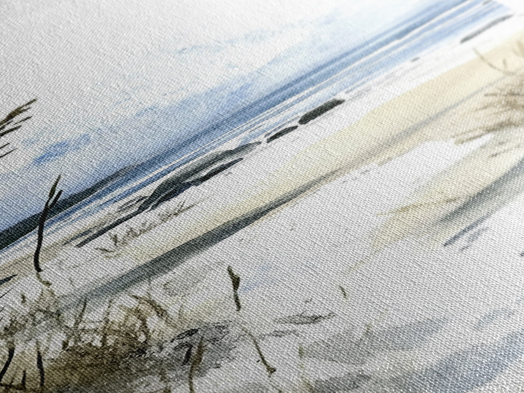 Soft Dune Beach Path Canvas Print, Coastal Wall Art, Watercolor Ocean Decor, Beach House Gift, Neutral Seaside Landscape