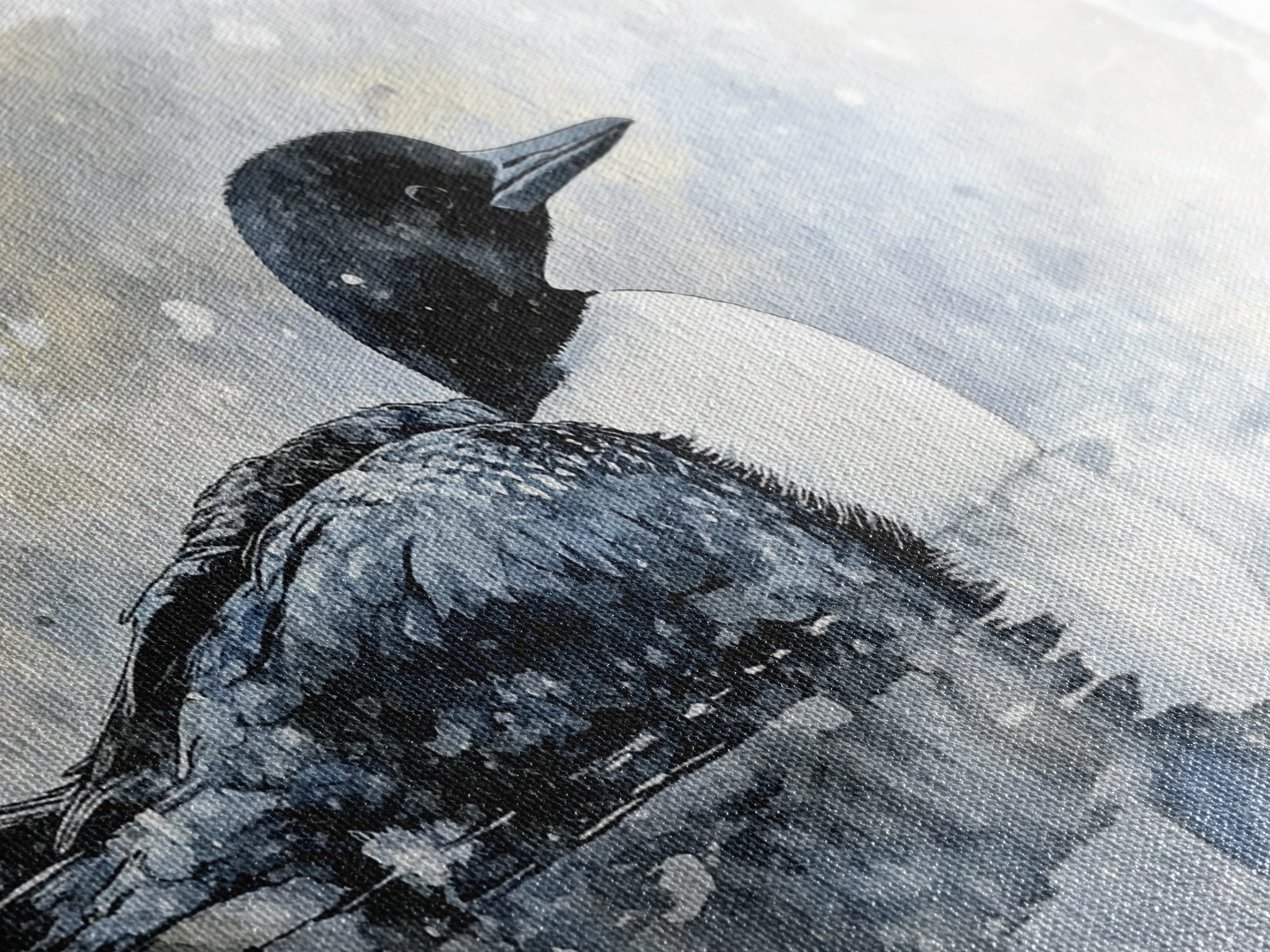 Watercolor Loon On Misty Lake Wall Art, Coastal Bird Canvas Print, Nature Wildlife Decor, Serene Lake House Gift, Living Room Fine Art Print