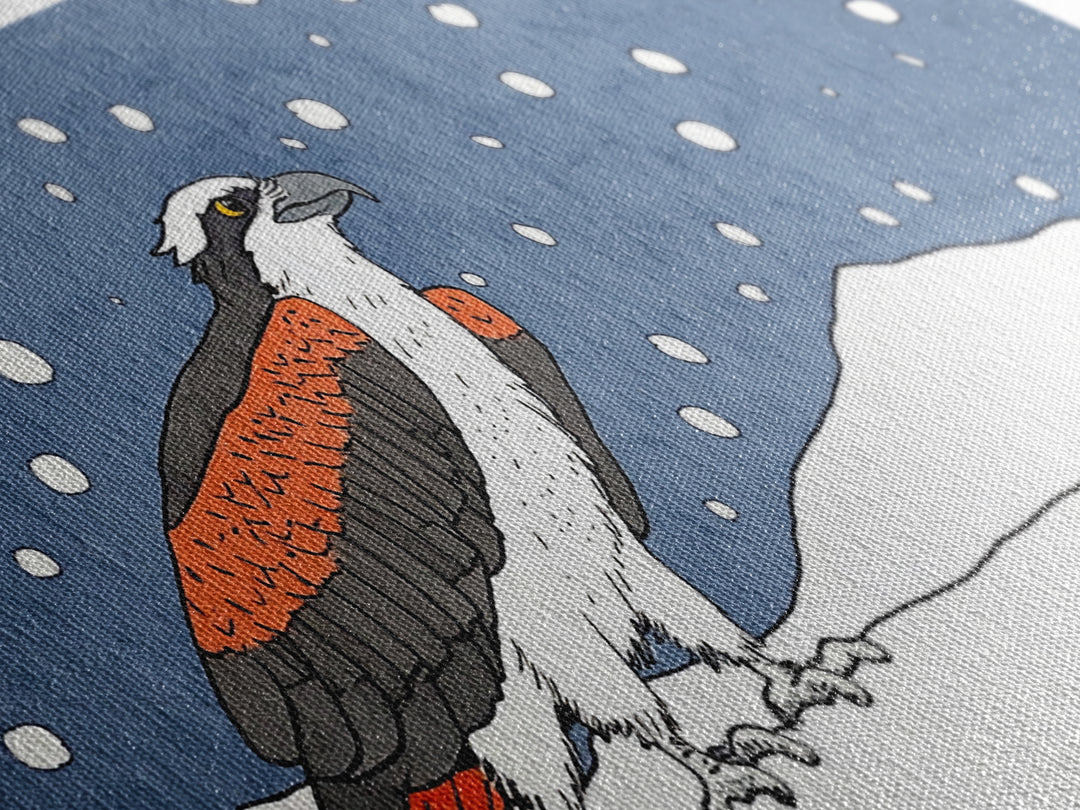 Snowy Osprey Hawk In Winter Landscape Wall Art, Bird Lover Gift, Rustic Wildlife Print, Cabin Decor Canvas Art, Nature Wall Decor