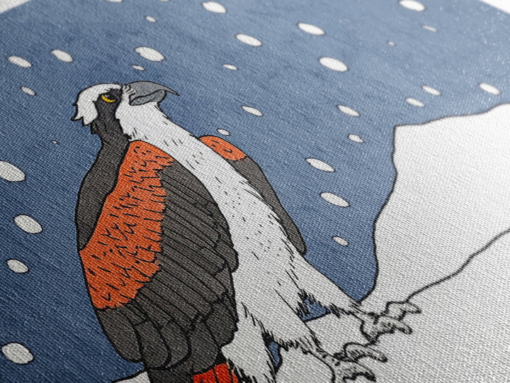 Snowy Osprey Hawk In Winter Landscape Wall Art, Bird Lover Gift, Rustic Wildlife Print, Cabin Decor Canvas Art, Nature Wall Decor