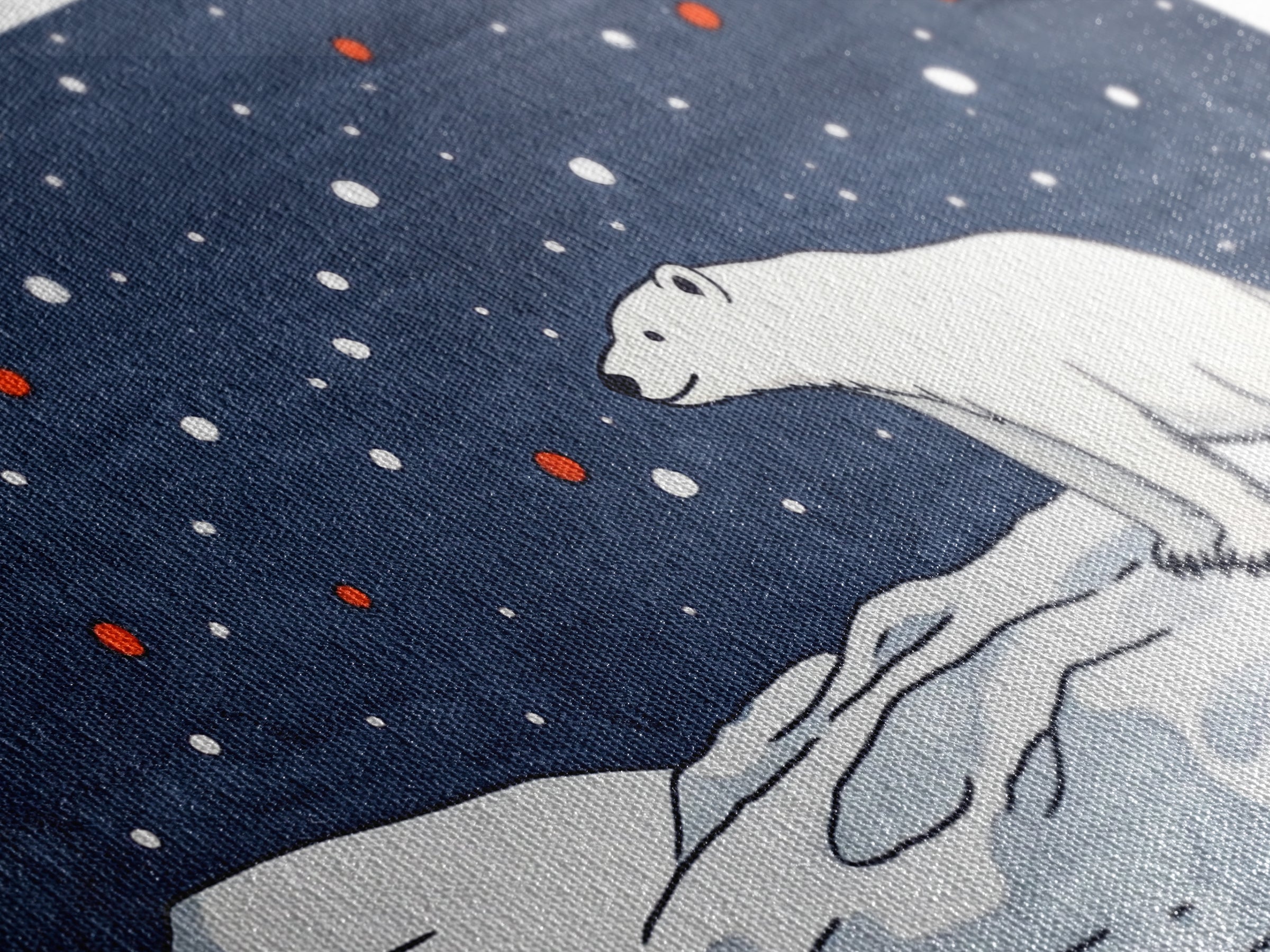 Minimal Polar Bear Snow Scene Wall Art, Arctic Wildlife Illustration, Kids Room Decor, Modern Nursery Canvas Print Gift Idea