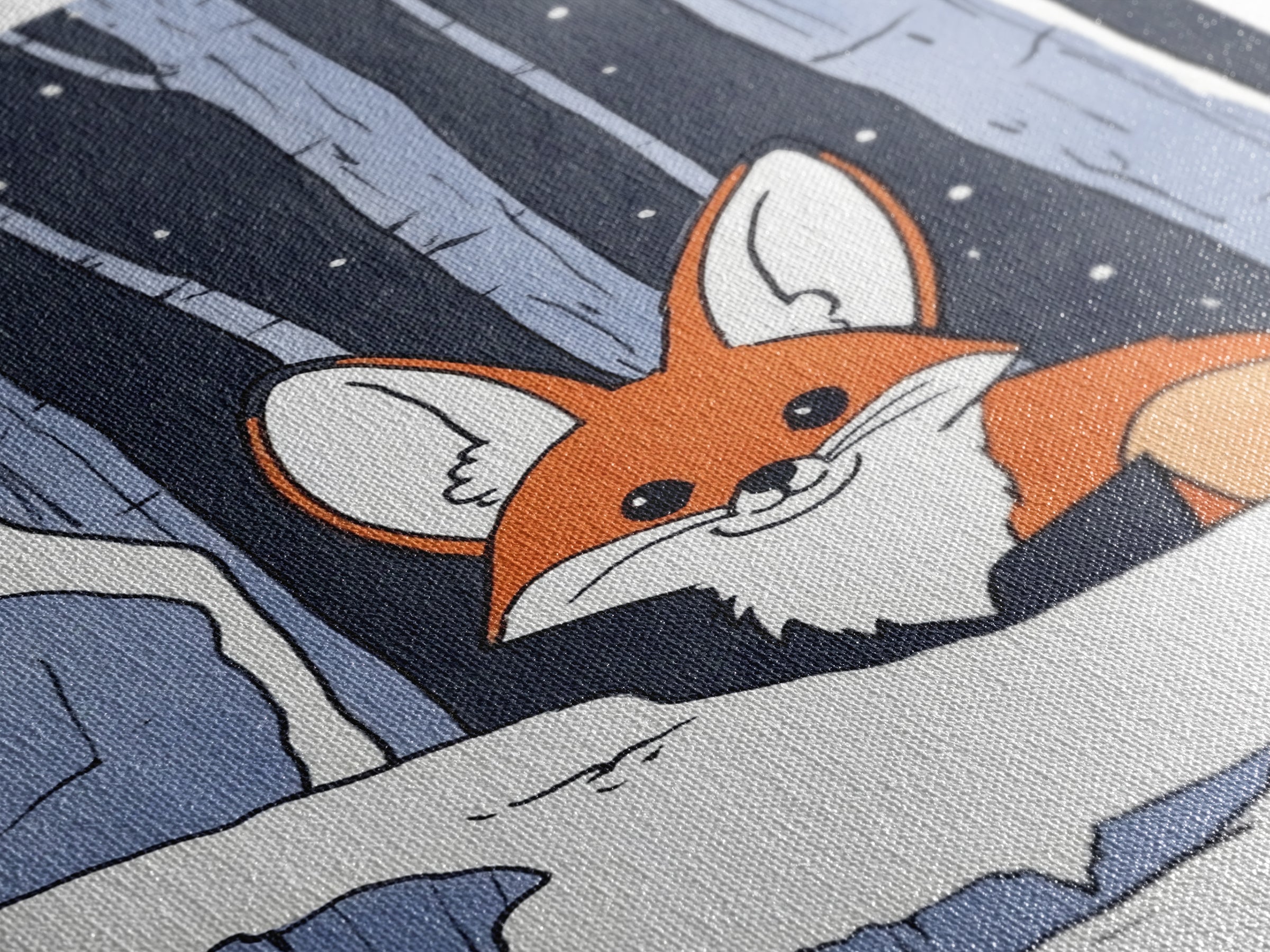Fox Peeking From Snowy Forest Canvas Print, Woodland Animal Wall Art, Whimsical Nursery Decor, Winter Cabin Decor, Fox Art