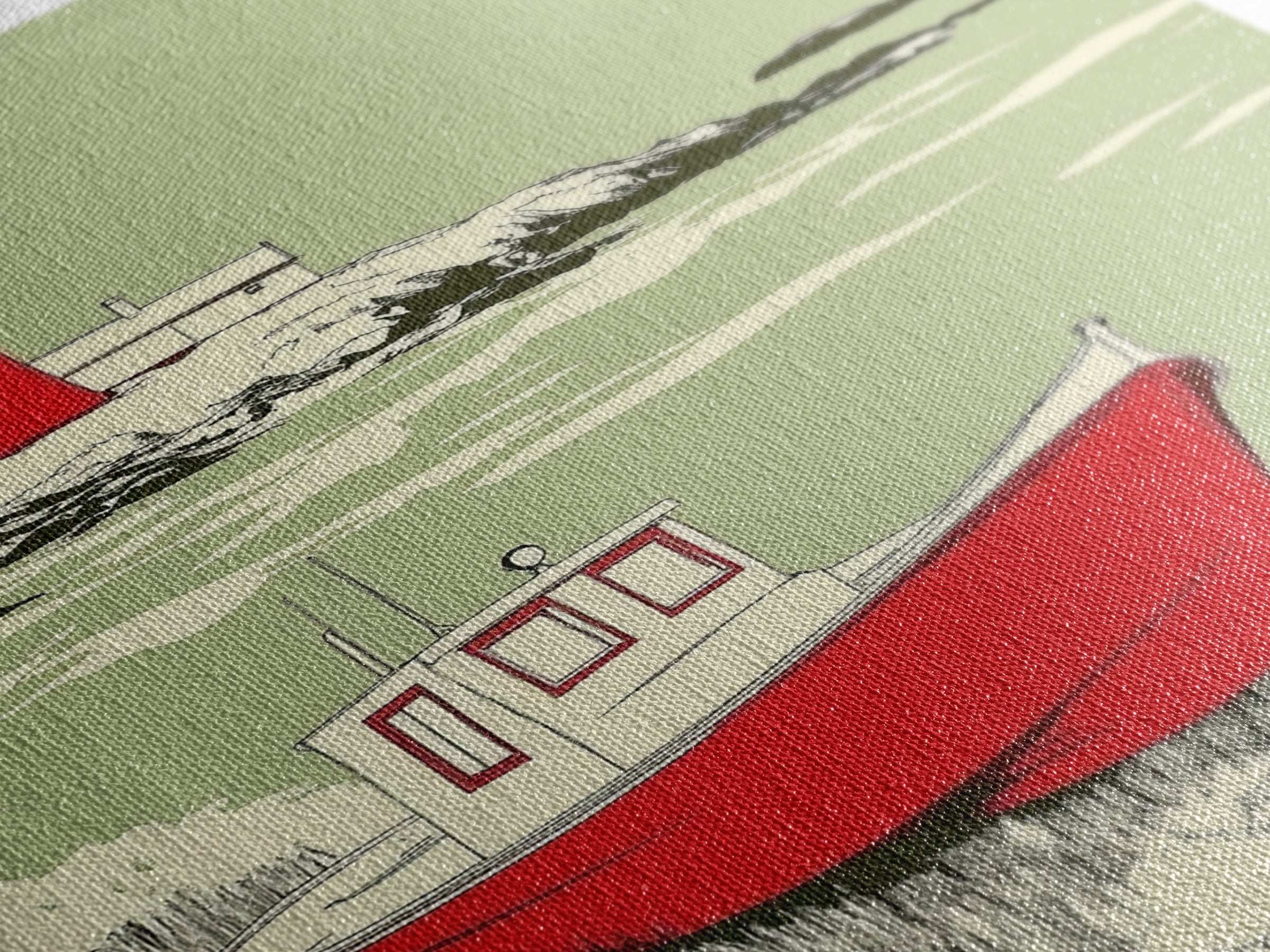 Red Fishing Boat And Lighthouse Canvas Print, Coastal Wall Art, Nautical Beach House Decor, Seascape Gift For Him, Living Room Decor