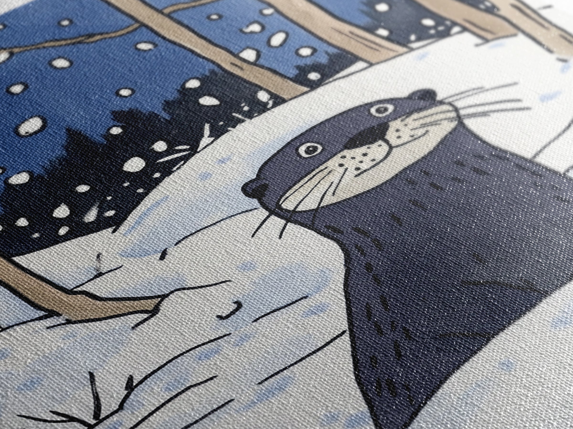 Snowy Forest Otter Wall Art, Winter Animal Print, Whimsical Wildlife Decor, Woodland Nursery Art And Cozy Cabin Decor Gift