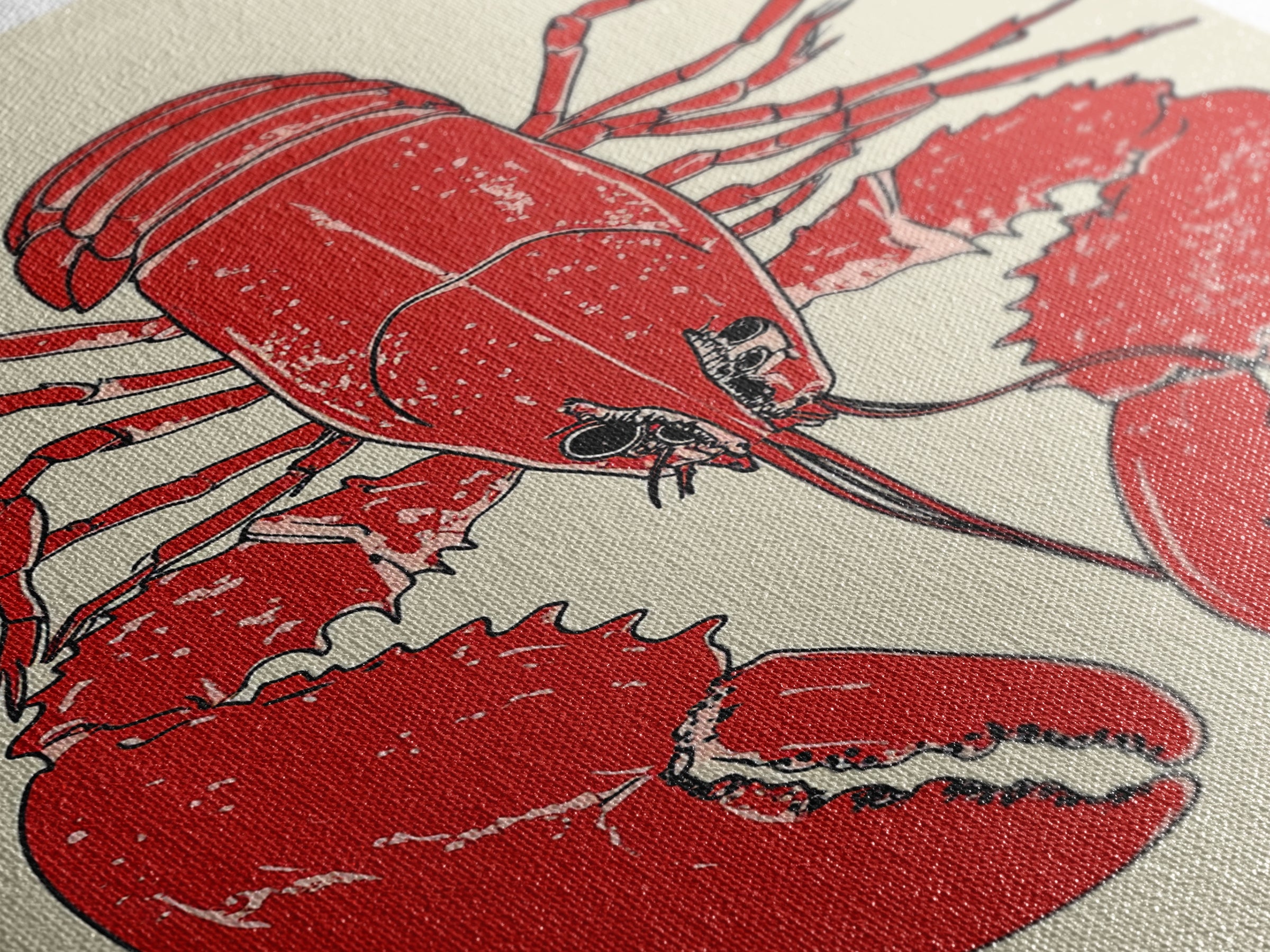 Bold Red Lobster Illustration Canvas Print, Seafood Kitchen Wall Art, Coastal Home Decor, Nautical Dining Room Print Gift