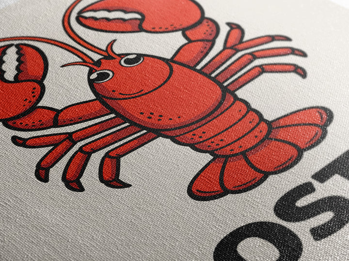 Red Lobster Boston Canvas Print, Coastal Kitchen Wall Art, Nautical Seafood Poster, New England Beach House Decor Art Gift