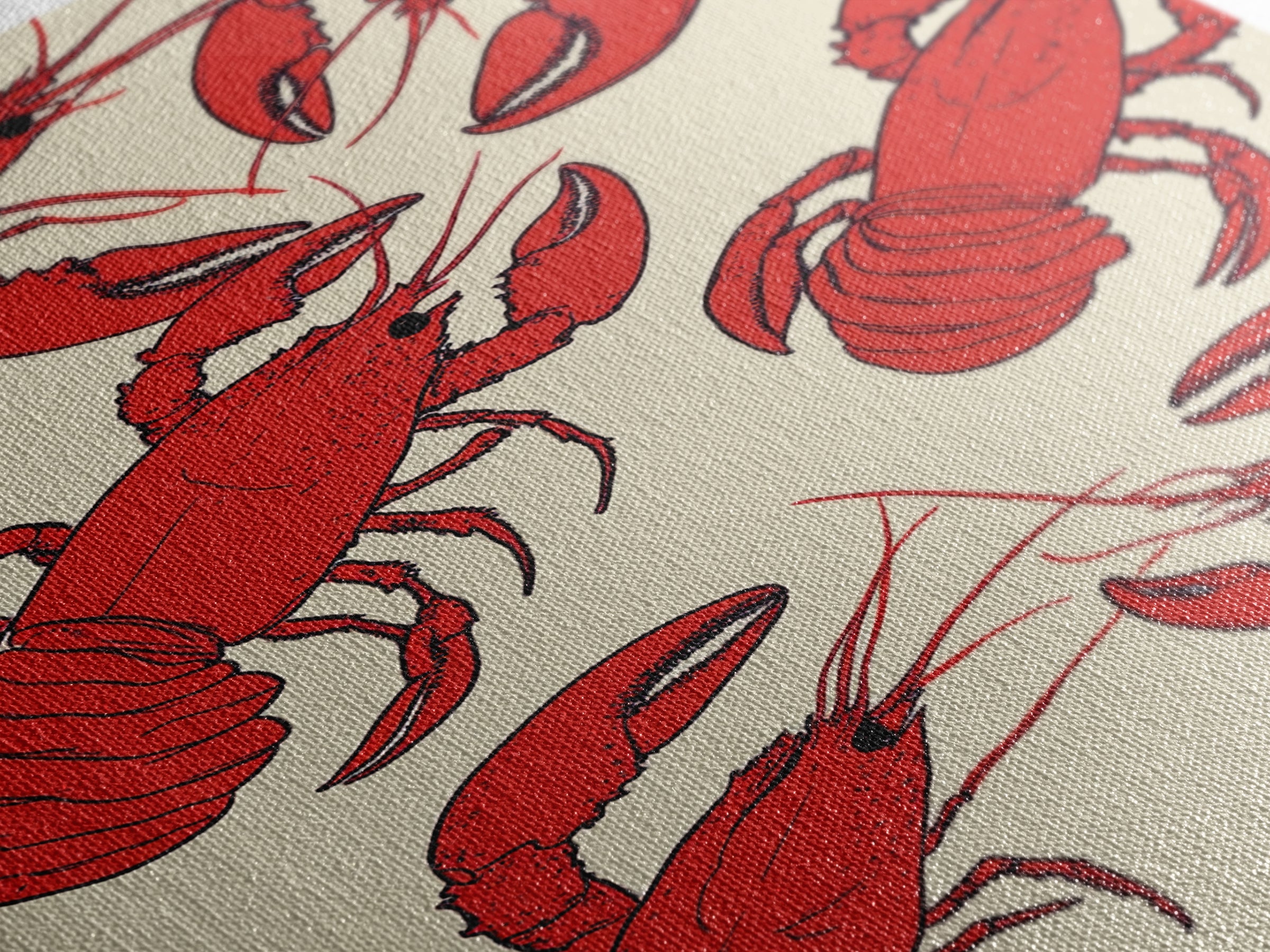 Close Up Red Lobsters Wall Art, Coastal Kitchen Decor, Seafood Print, Nautical Wall Decor, Beach House Dining Room Gift Idea