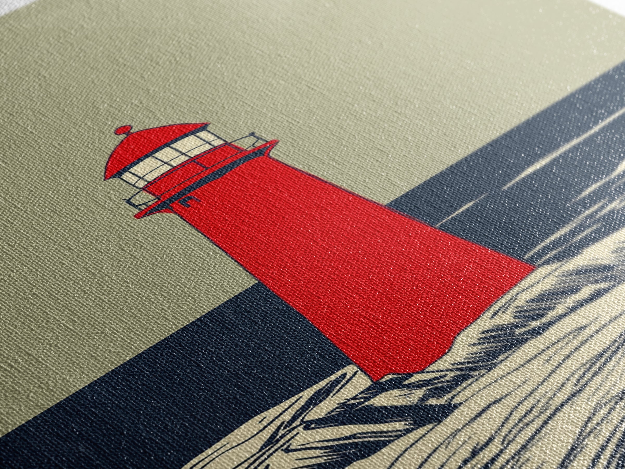 Red Lighthouse By Dark Sea Canvas Print, Nautical Wall Art, Coastal Beach House Decor, Ocean Poster For Living Room Home Decor
