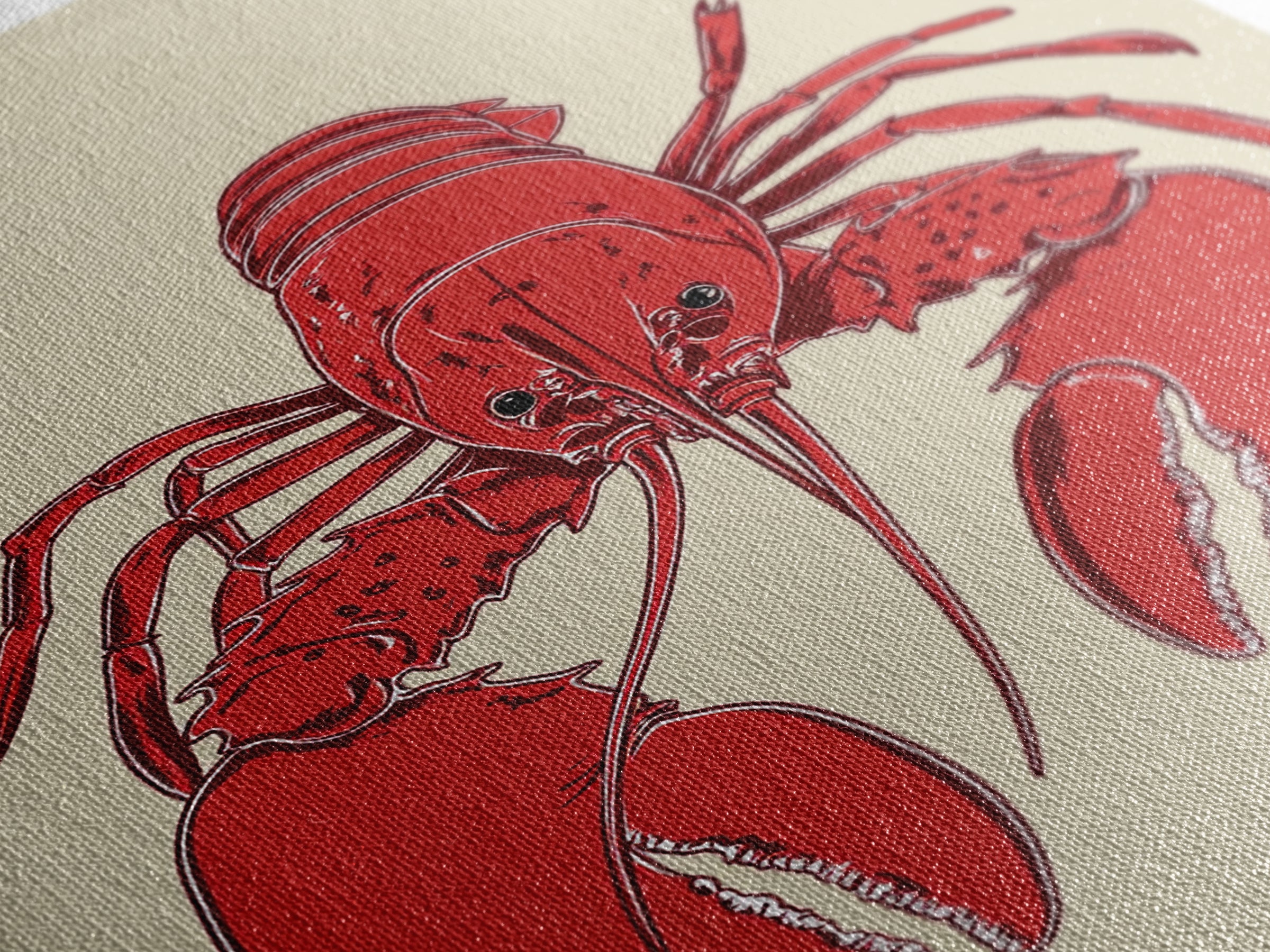 Bold Red Lobster Illustration Canvas Print, Coastal Kitchen Wall Art, Nautical Seafood Decor, Beach House Gift For Food Lovers