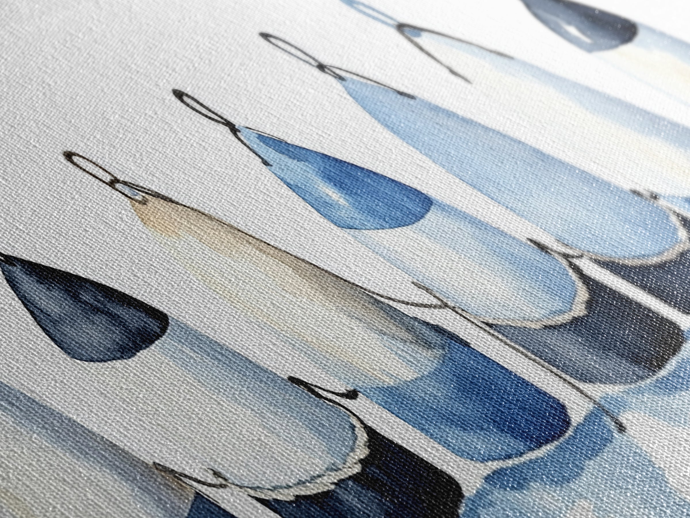 Blue And White Fishing Buoys Wall Art, Nautical Canvas Print, Coastal Bathroom Decor, Beach House Gallery Print, Ocean Wall Decor