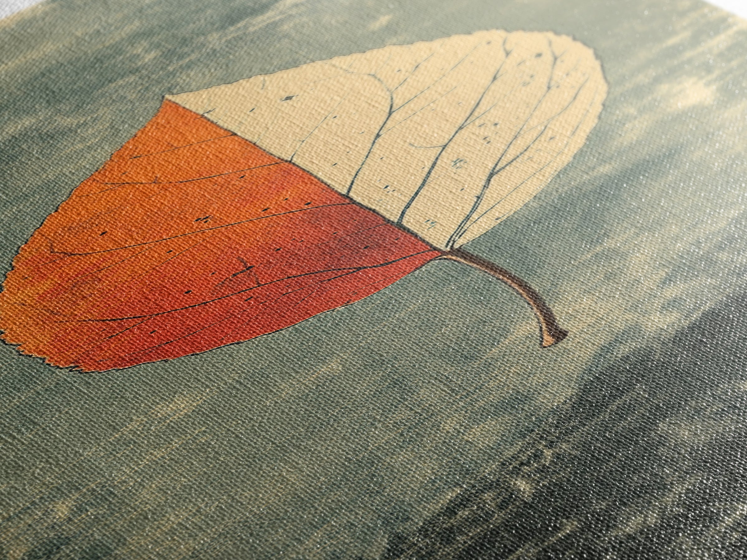 Single Autumn Leaf Minimalist Wall Art, Botanical Print, Japandi Neutral Decor, Earth Tone Modern Home Decor Framed Canvas Print