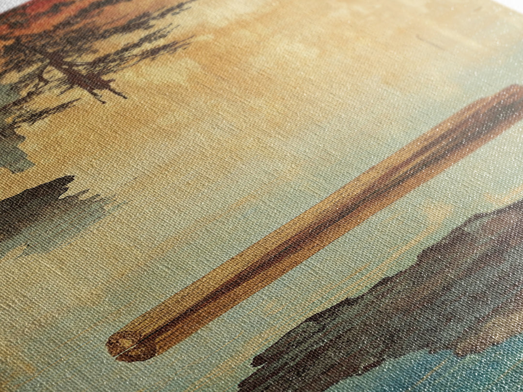 Floating Log And Stone Canvas Print, Japanese Zen Landscape Wall Art, Rustic Wabi Sabi Decor For Serene Living Room Decor