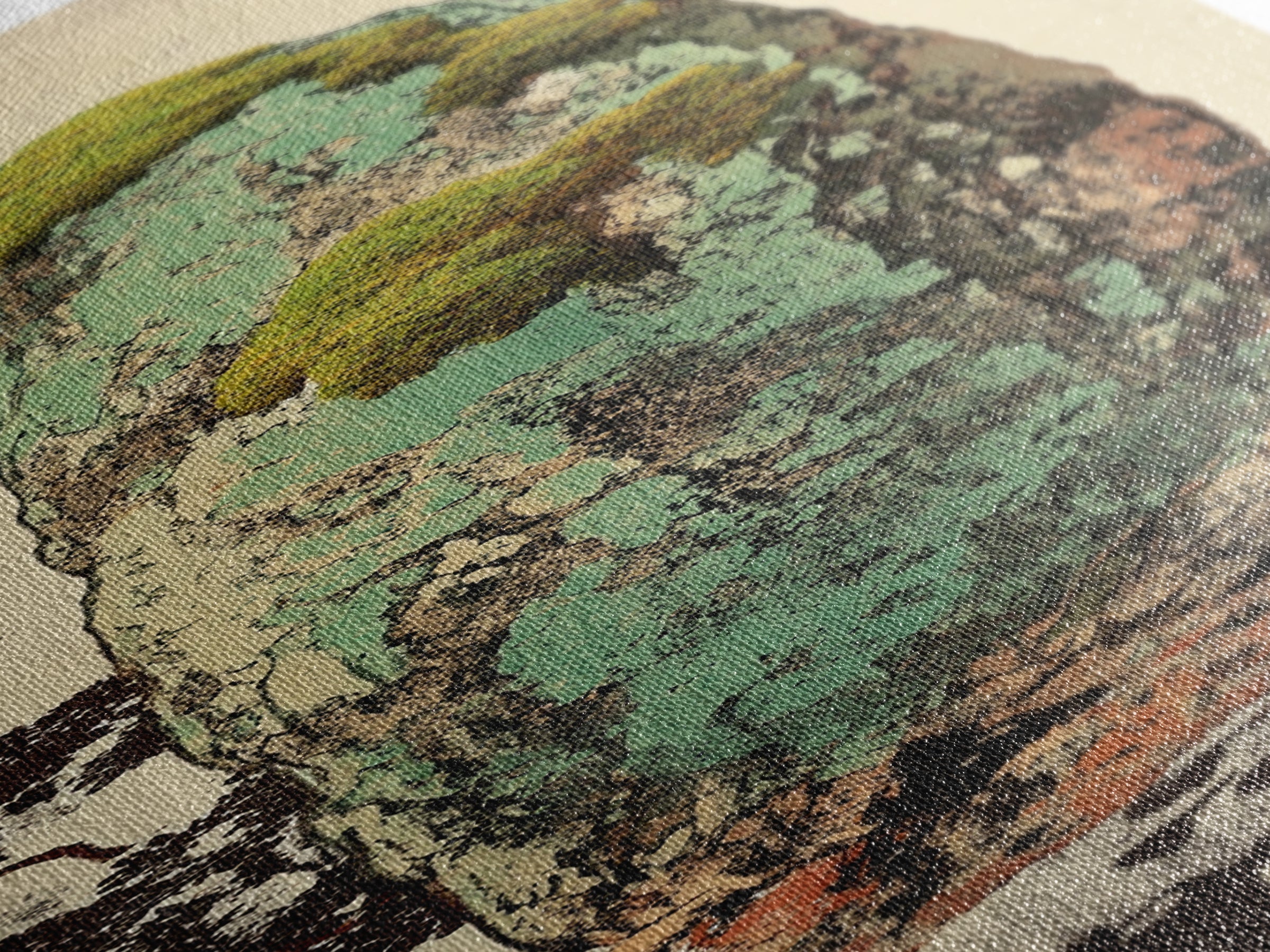 Mossy Zen Stone Monolith Wall Art, Japanese Wabi Sabi Landscape Print, Tall Narrow Canvas For Meditation Room Decor Gift
