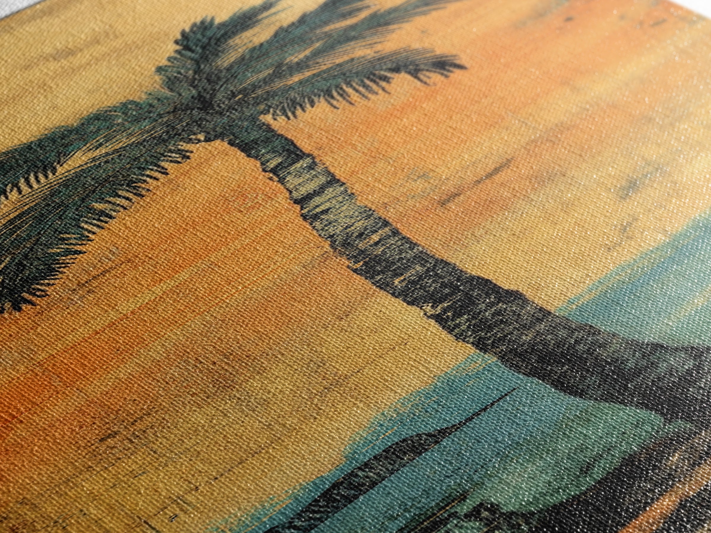 Tall Palm Tree Canvas Print, Coastal Sunset Beach Wall Decor, Tropical Wall Art, Summer Ocean Home Decor, Beach House Gift