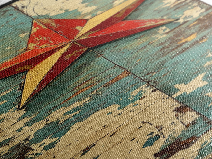 Rustic Red Star On Blue Wood Wall Art, Americana Canvas Print, Farmhouse Wall Decor, Patriotic Western Home Decor, Porch Decor