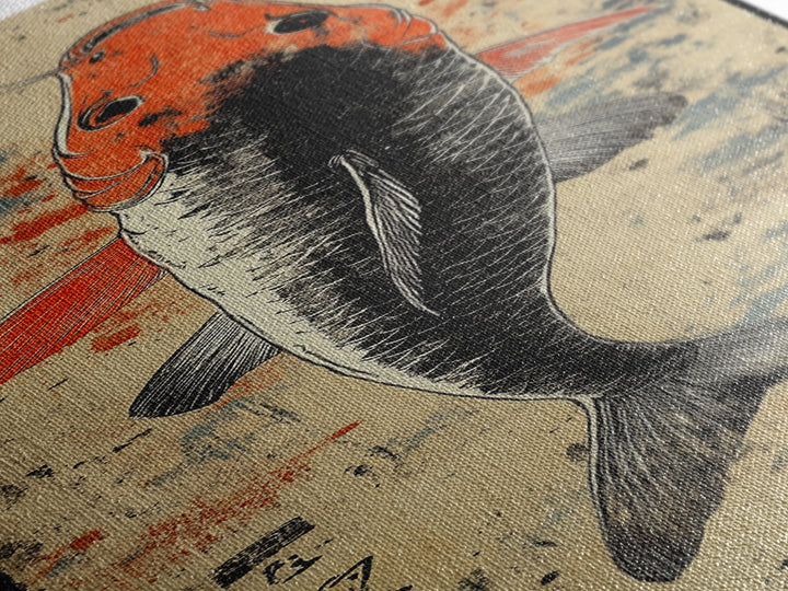 Orange And Black Koi Fish Canvas Print, Japanese Wall Art, Nautical Coastal Decor, Wildlife Art Print For Living Room Decor