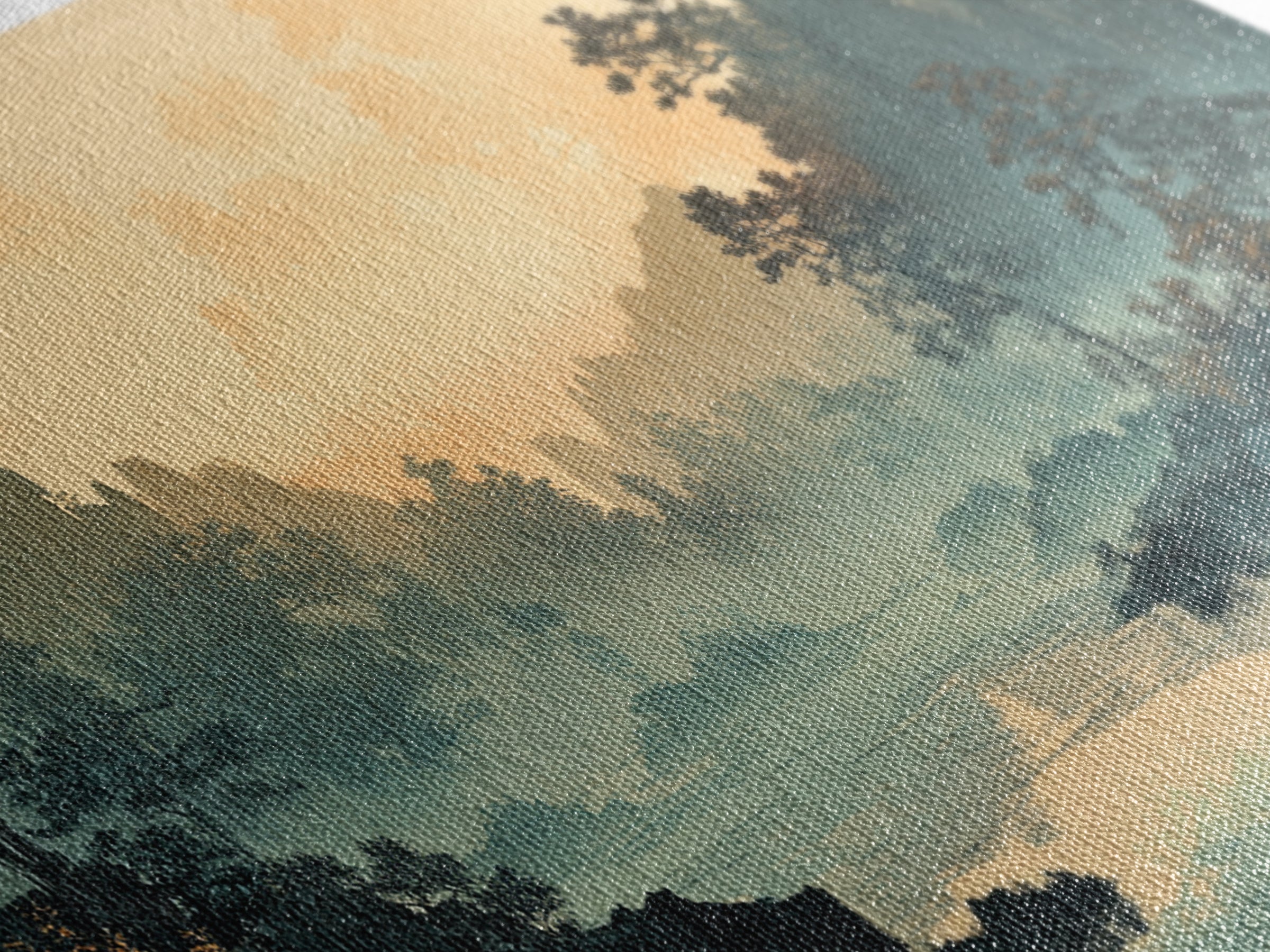 Misty River Valley Sunrise Wall Art, Japanese Landscape Print, Zen Home Decor, Panoramic Canvas For Living Room, Nature Wall Decor Gift