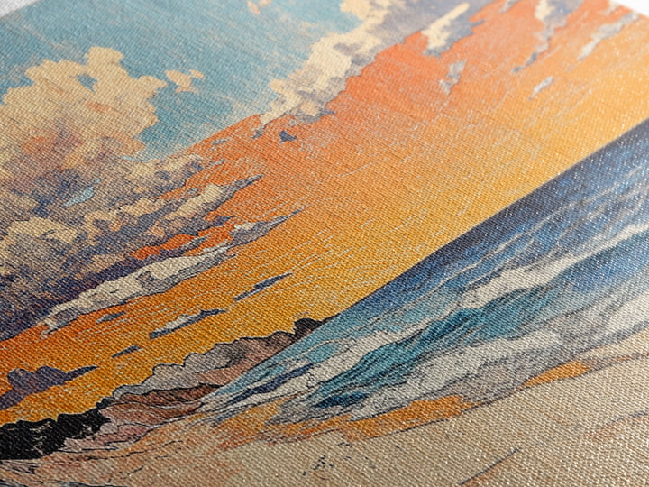 Pastel Ocean Beach Sunset Canvas Print, Coastal Wall Art, Nautical Seascape Decor, Beach House Living Room Wall Decor Print