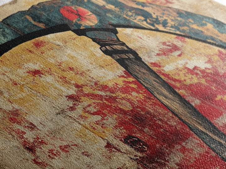 Japanese Battle Scythe Wall Art, Samurai Weapon Illustration, Dark Grunge Canvas Print, Asian Decor, Martial Arts Gift, Office Decor