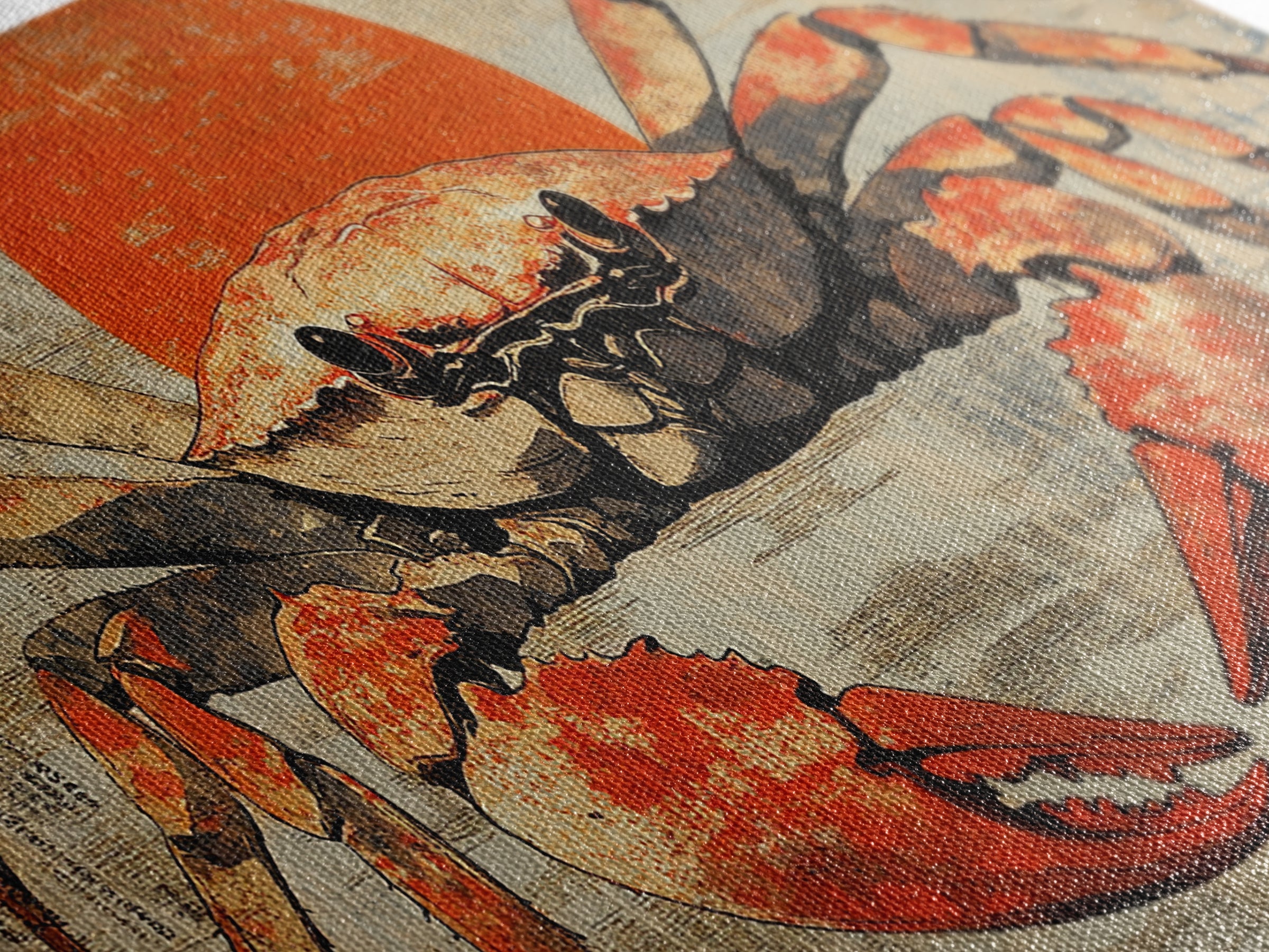 Bold Red Crab Canvas Print, Coastal Kitchen Wall Art, Seafood Wall Decor, Nautical Home Decor, Ocean Animal Art Print, Gift