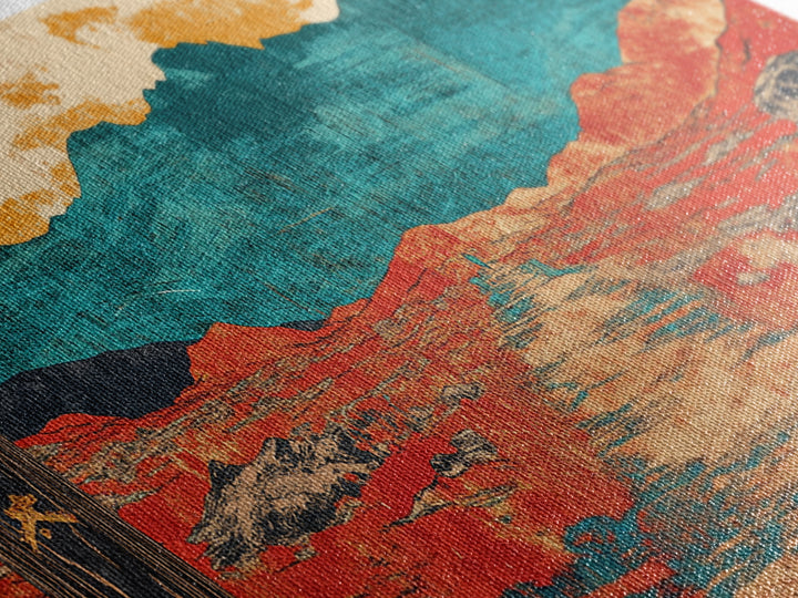 Red Desert Road To Turquoise Mountains Canvas Print, Southwestern Landscape Art, Boho Western Decor, Large Living Room Wall Art