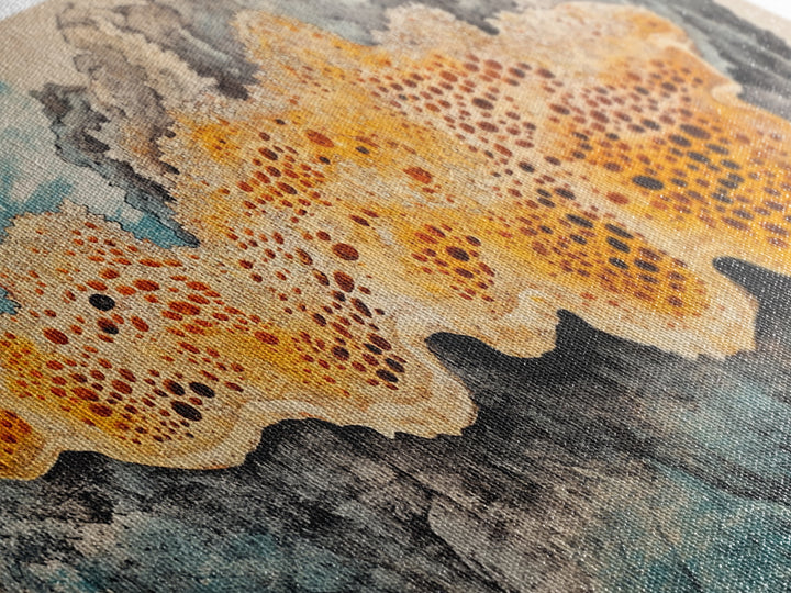 Orange Sea Sponge On Rock Wall Art, Japanese Coastal Print, Ocean Life Decor, Textured Marine Canvas, Beach House Gift, Wall Decor