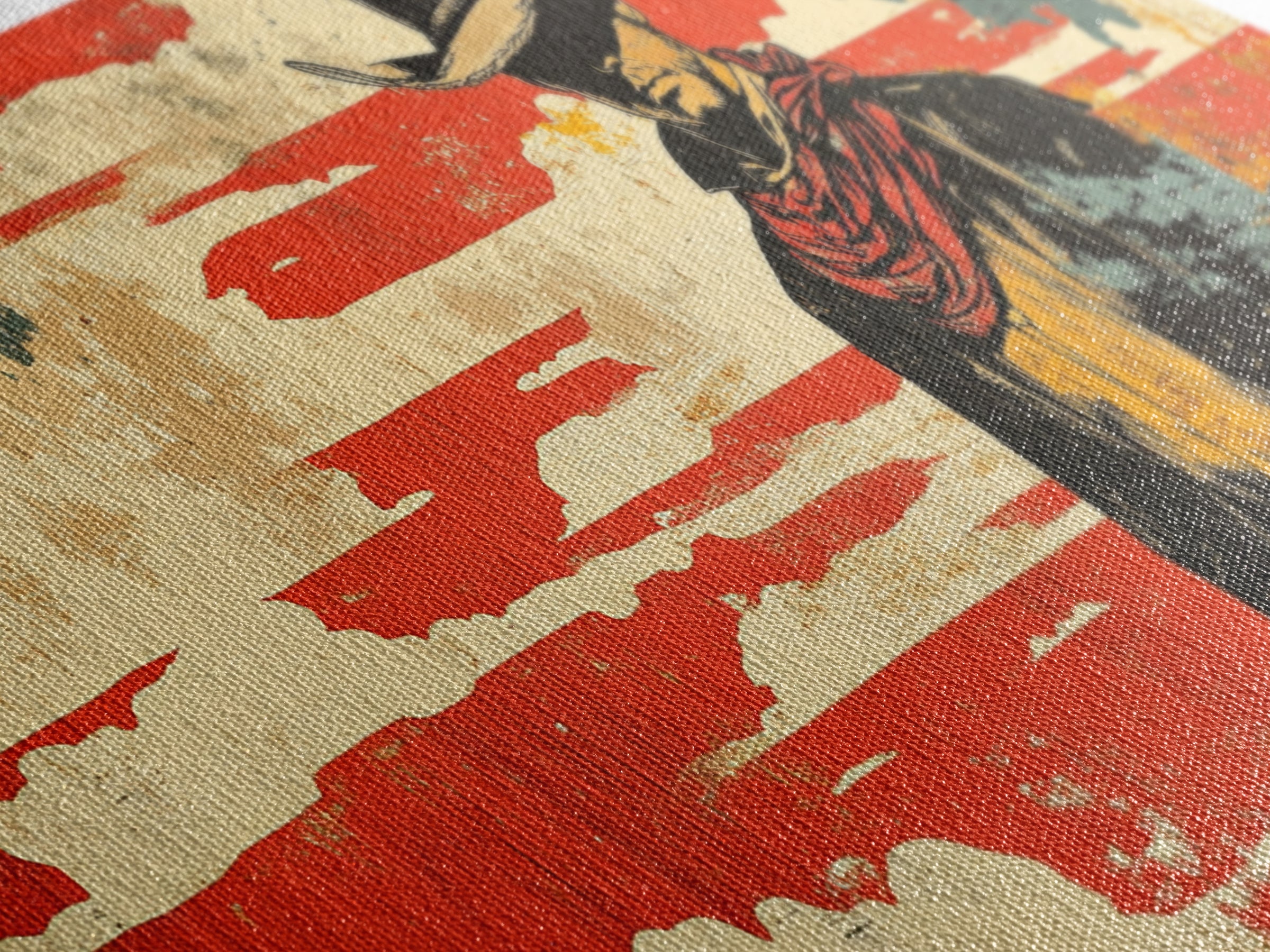 Lone Cowboy Under Red Sky Wall Art, Western Canvas Print, Rustic Ranch Decor, Masculine Office Art, Gift For Him, Cowboy Wall Decor