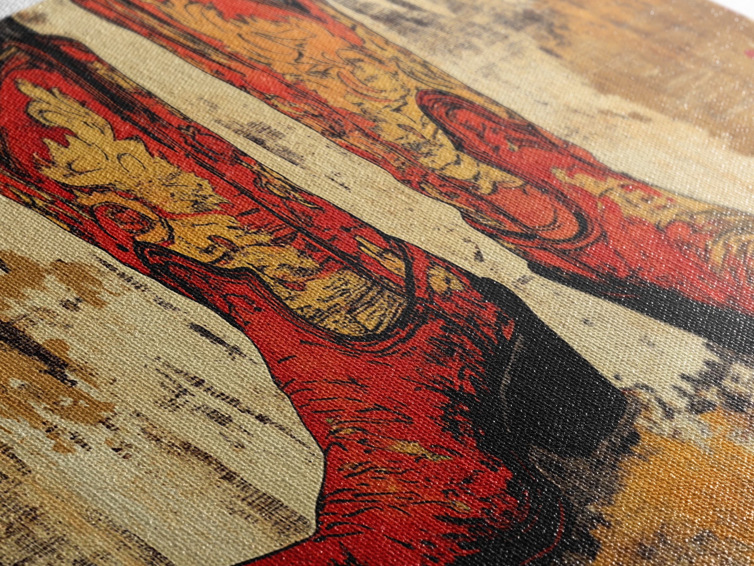Red Embroidered Cowboy Boots Wall Art, Western Canvas Print, Cowgirl Decor, Rustic Farmhouse Gift, Statement Western Decor