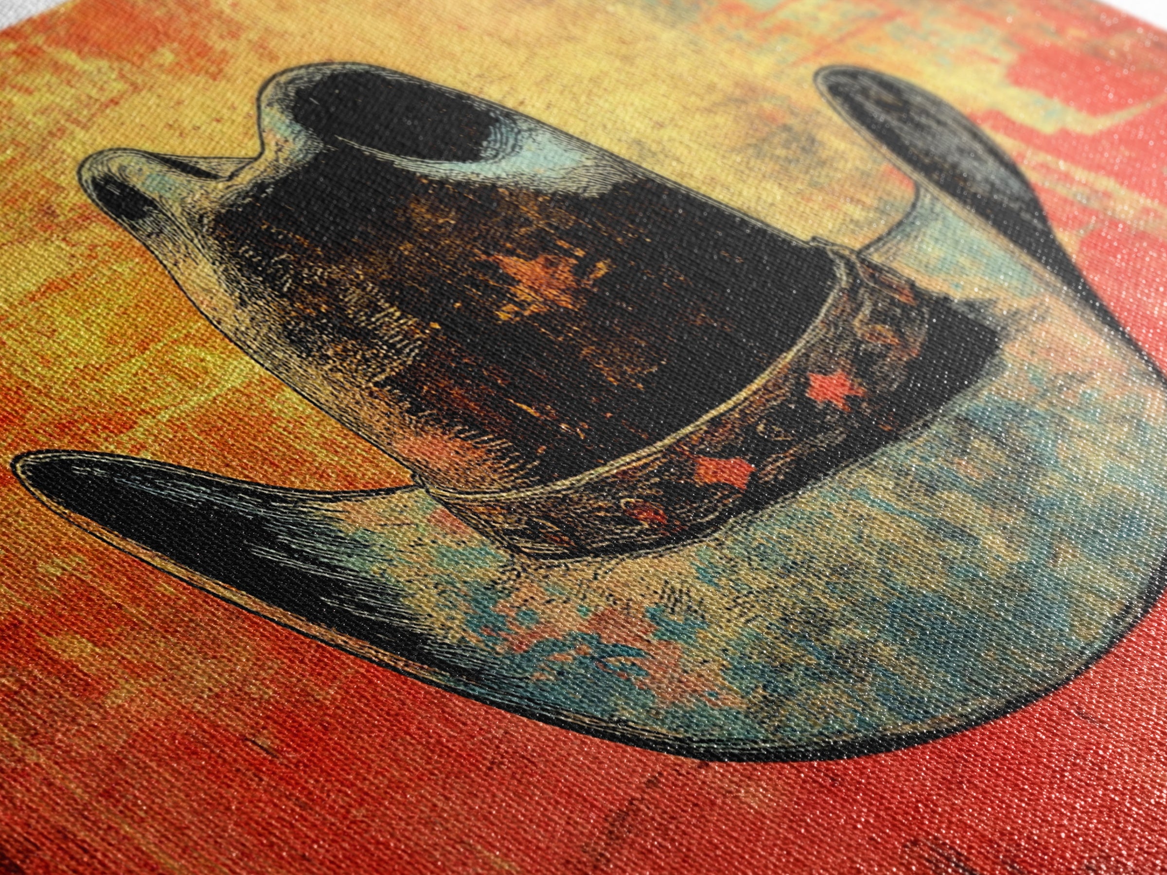 Weathered Blue Cowboy Hat Wall Art, Western Canvas Print, Rustic Ranch Decor, Masculine Man Cave Gift, Southwestern Style
