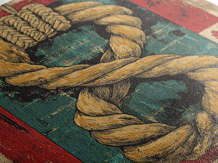 Sacred Japanese Shimenawa Rope Framed Canvas Print, Asian Wall Decor, Zen Home Decor, Rustic Wall Art, Japanese Wall Art