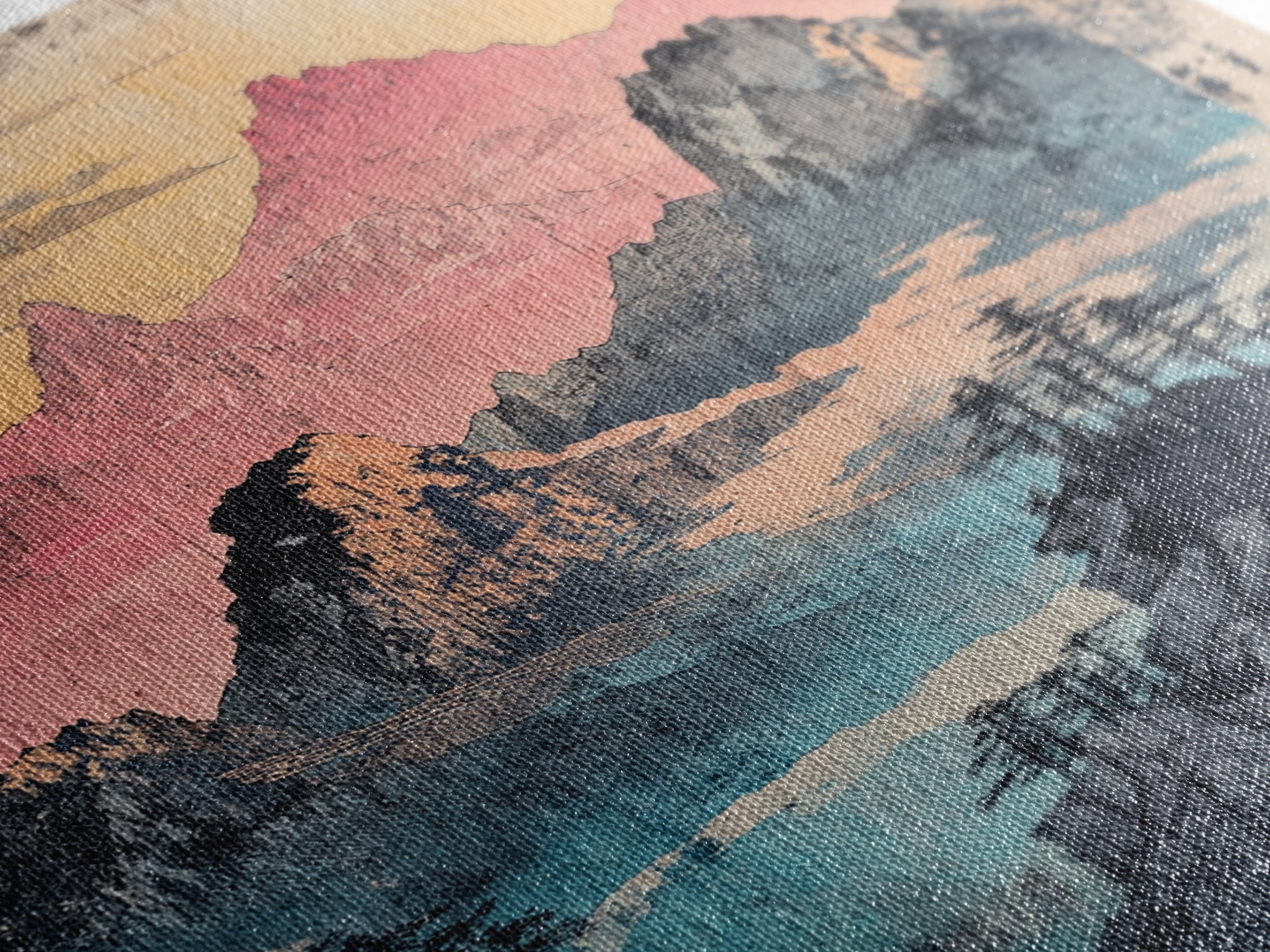 Misty Pink Mountain Range Wall Art, Abstract Landscape Print, Japandi Wall Decor, Gallery Wall Art, Large Canvas Print, Pastel Wall Art