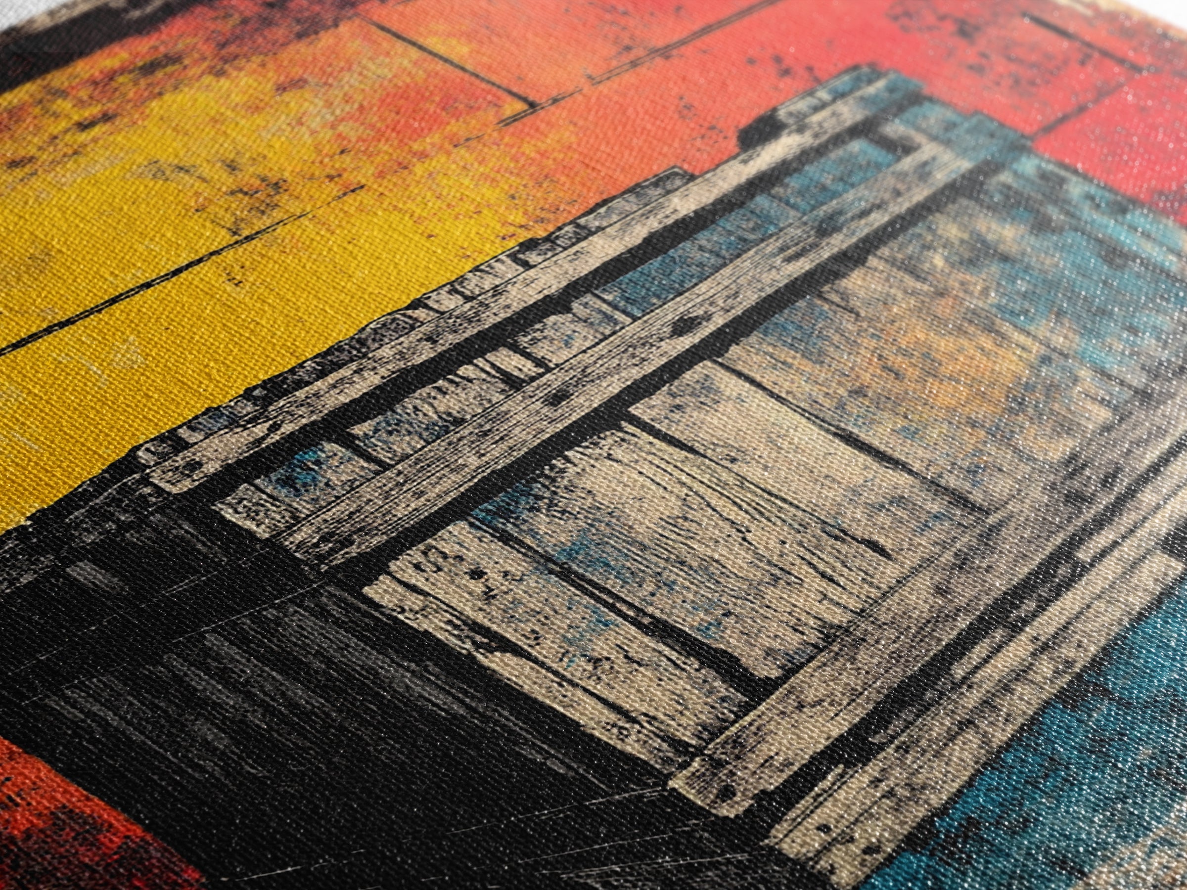 Weathered Wooden Crate Still Life Wall Art, Rustic Industrial Decor, Farmhouse Kitchen Print, Bold Color Canvas Print, Housewarming Gift